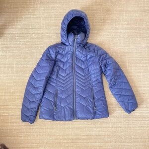 MICHAEL KORS Womens Quilted Packable Hooded Down Fill Puffer Jacket Coat Navy M